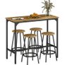 Five-Piece Industrial-Style Bar Table Set - Brown/Black Image 6
