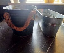 Vintage Tin Planters x 2