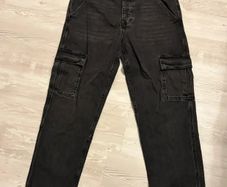 Black Cargo Jeans Relaxed Fit Utility Denim