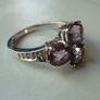 925 Sterling Silver Purple Spinel and Diamond Trilogy Cluster Ring Size N 1/2 Image 3