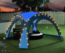 BN Party Tent with LED and 4 Sidewalls 3.6x3.6x2.3 m Blue