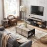 Coffee Table with Folding Table Top Hidden Storage Mesh Shelf Metal Frame for Living Room Industrial Design 100 x 55 x 45 cm Greige-Black Image 3