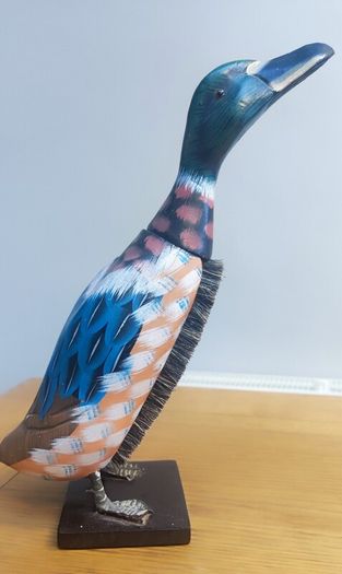 Wooden Hand Carved Hand Painted Duck Clothes Brush