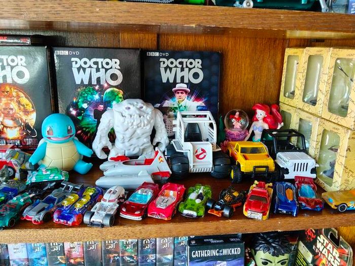 action figure, graphic novel, toys,books, VHS massive collection