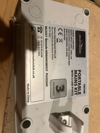 Portable 230v mains unit for camping