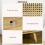 Bedside Table with Rattan Element, Side End Table with Shelf and Cupboard, 39cmx35cmx60cm, Set of 2, Natural Image 7