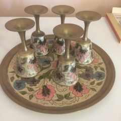Indian brass sever plate with goblets free postage