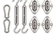 Sun Shade Sail Fixing Kit for Square and Triangle, Rectangle, 316 Stainless Steel Fixing Hardware Accessories Kits with Screws, Deck Garden Lawn Patio