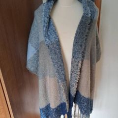 Blue/Beige/Navy Combination Scarf/Shawl/Throw