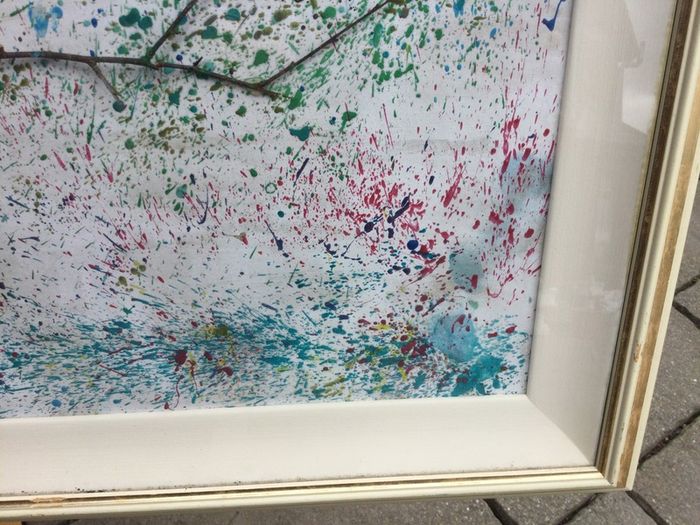 Art - Oil on Board with Natural Twigs. ( Reduced)