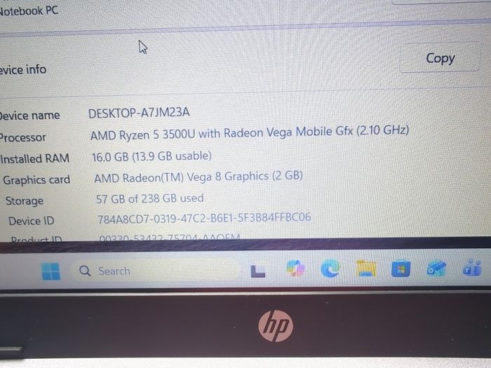 Hp 255 G8 Amd Ryzen 5 3500u 16gb Ram 256gb