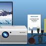 1080P HD Bluetooth Projector ,  Home Movie Projector with Screen, 8000L Outdoor Video Projector with Zoom, Mini Portable Projector Compatible with HDMI,USB, Smartphone,Laptop Image 2