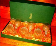 Vintage Harrods Cut Crystal Wine Glasses Set of 6 (Brand New / Unused)