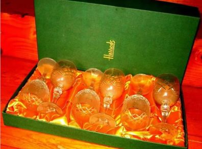 Vintage Harrods Cut Crystal Wine Glasses Set of 6 (Brand New / Unused)
