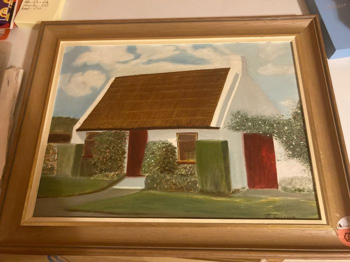 Irish cottage oil painting signed j Faulkner free postage