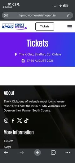 2x tickets 2026 KPMG Women's Irish Open week pass