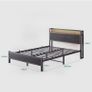 Double Bed Frame with LED Lights Storage Headboard,4ft6 Image 9
