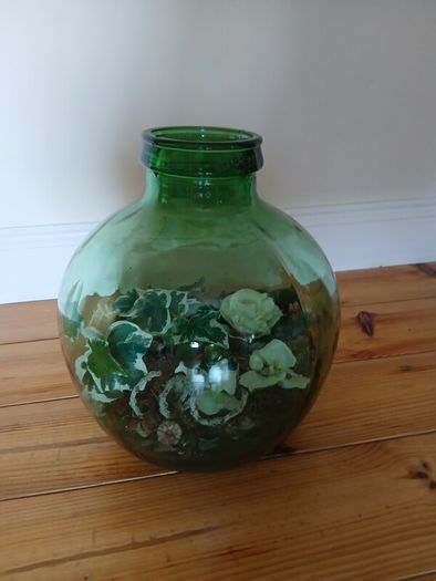 Vintage Viresa Terrarium from 1960s or 1970s.  Green Verdi Glass.
