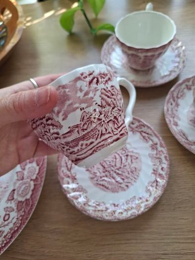 Antique Myotts Country Life Staffordshire 3 cups & Saucers