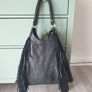 Black Leather Handbag With Fringe Image 2