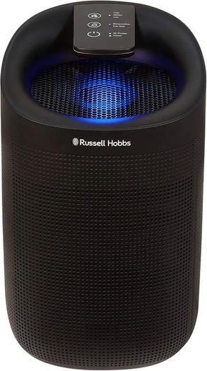 Ozone Free, 750ml/day 2 in 1 Black Dehumidifier/Air Purifier, 20m2 Room Size, LED Lighting & Captures Bacteria, for Home, Kitchen, Basement, Garage, Caravan