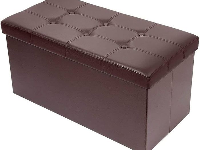 MULTIPLE COLOURS AVAILABLE Folding Ottoman Bench Storage Box with Lid, Large Storage Seat Faux Leather Footstool Toy Storage Box, Black, 76 x 38 x 38 cm