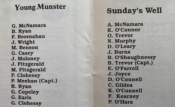 1990 Young Munster v Sunday's Well - Munster Senior League Programme