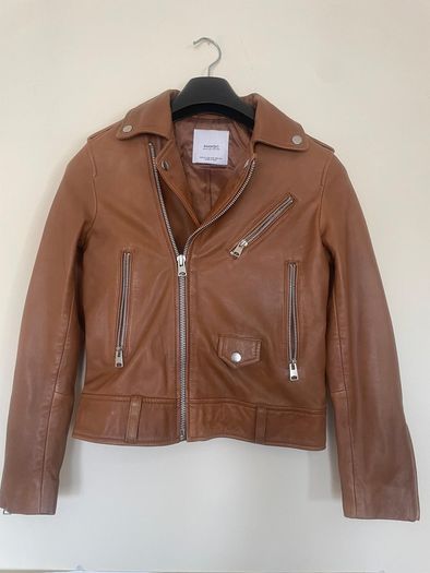 Mango gourges genuine leather jacket