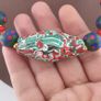 Antique Venetian Trade Beads Eye Glass, WhiteHeart & Millefiori Pendant Necklace Image 3