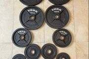 York Barbell Olympic 2" Hammertone Cast Iron Weight Plates