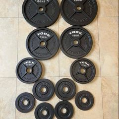 York Barbell Olympic 2" Hammertone Cast Iron Weight Plates