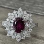 Garnet & Moissanite Silver Ring Image 2