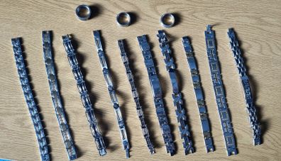 Various mens jewelry chains & rings