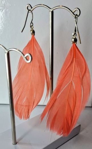 Boho Indie Burnt Orange Feather Earrings