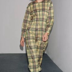 Fab Zara Lemon and Green Plaid MIDI Dress New  Size Large runs big UK 12-14