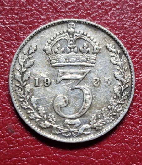 1925 United Kingdom 3 Pence - George V silver coin #1