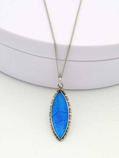 Vintage 925 Sterling Silver Real Butterfly Wing Necklace