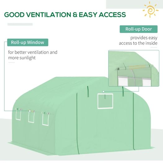Walk In Greenhouse Cover Replacement Plant Growhouse PE Cover 3.5x3x2m Green