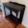 Dark Wood Hall Table with Drawer & Shelf Image 2