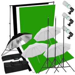 405W, 1.8 x 2.8m White, Black, Green Screen Light Kit