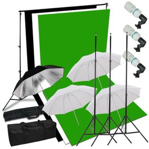 405W, 1.8 x 2.8m White, Black, Green Screen Light Kit