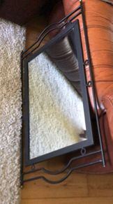 Black iron framed mirror