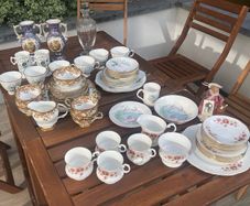 Vintage Regal Heritage Bone China Tea Set Pink Floral and Gold Rim