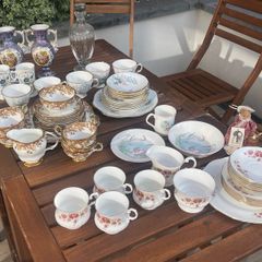 Vintage Regal Heritage Bone China Tea Set Pink Floral and Gold Rim