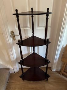 4-Tier Dark Wood Corner Whatnot/Display Shelf Unit