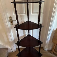4-Tier Dark Wood Corner Whatnot/Display Shelf Unit
