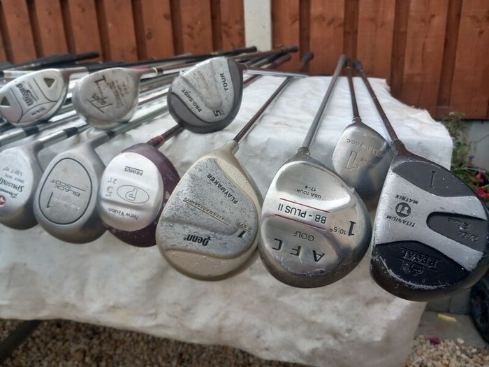 A selection of Golf clubs. Right handed clubs