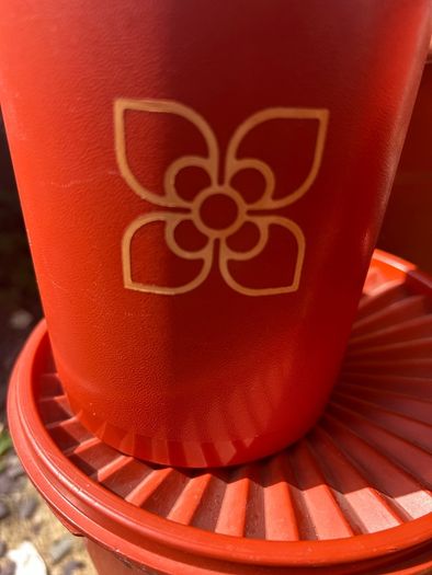 70s Tubberware Harvest Sunburst Orange nesting containers