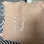 New bespoke 100% linen frill French monogram D cushion in blush with feather insert Image 6