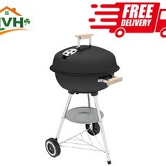 Kettle Charcoal Grill, Portable Round BBQ Smoker with Lid and Damper, Outdoor Garden Party Barbecue